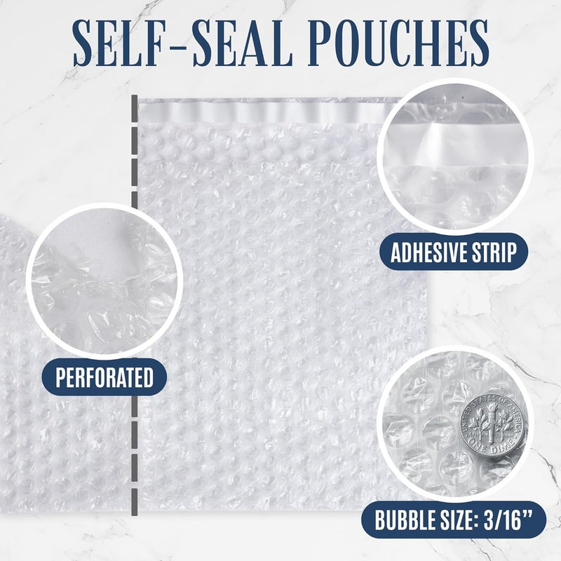Alternium Self Seal Bubble Pouches - Bubble Bags for Packing, Packaging Filler for Moving - Cushioning Wrap for Fragile Items, Dish Packing Kit Shipping Supplies for Small Business (300pcs) 7.5x8 Inch - Image 3